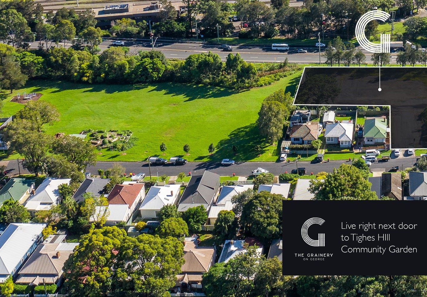 The Grainery Townhomes - Tighes Hill Aerial