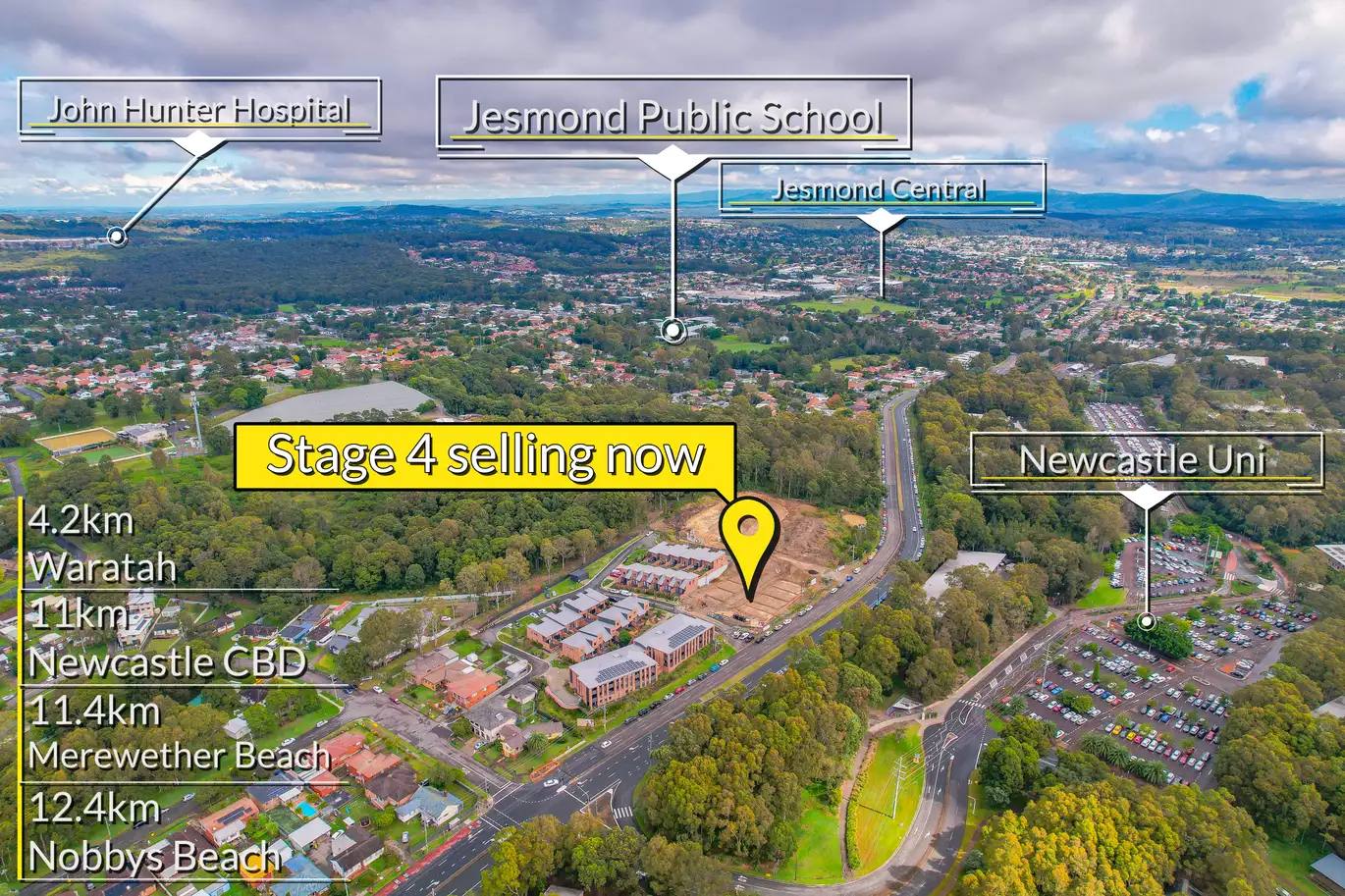 The Grounds Townhouses - Waratah West Aerial