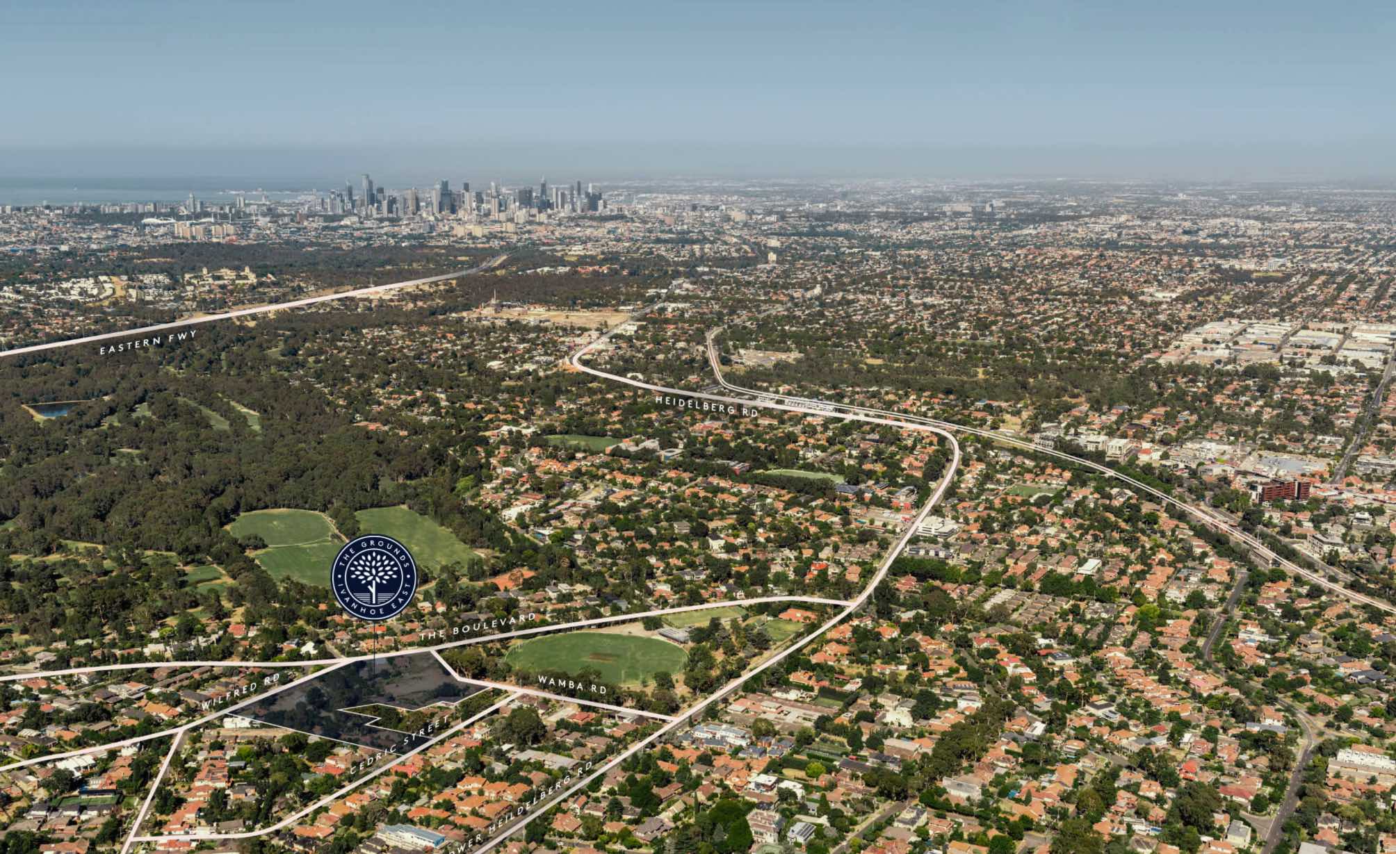 The Grounds of Ivanhoe East Aerial