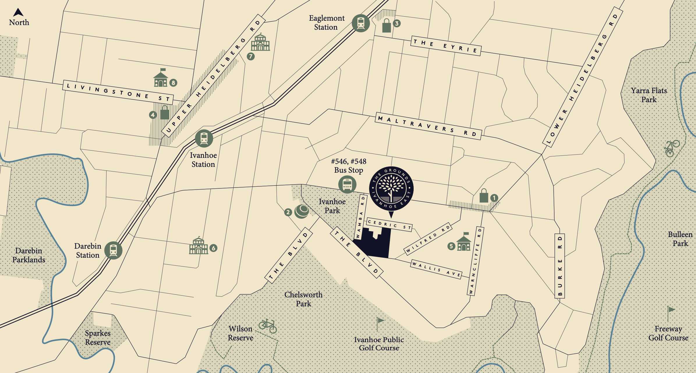 The Grounds of Ivanhoe East Location map