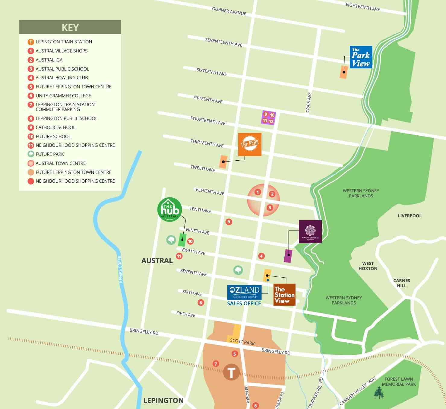 The Hub Estate - Austral Location map