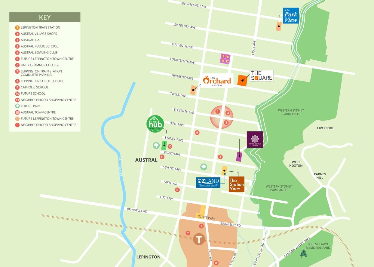 The Orchard Estate - Austral Location Map