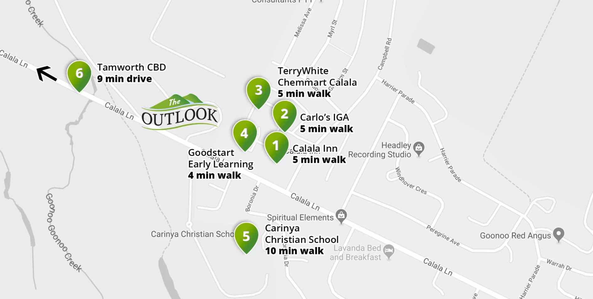 The Outlook Estate - Calala Location map