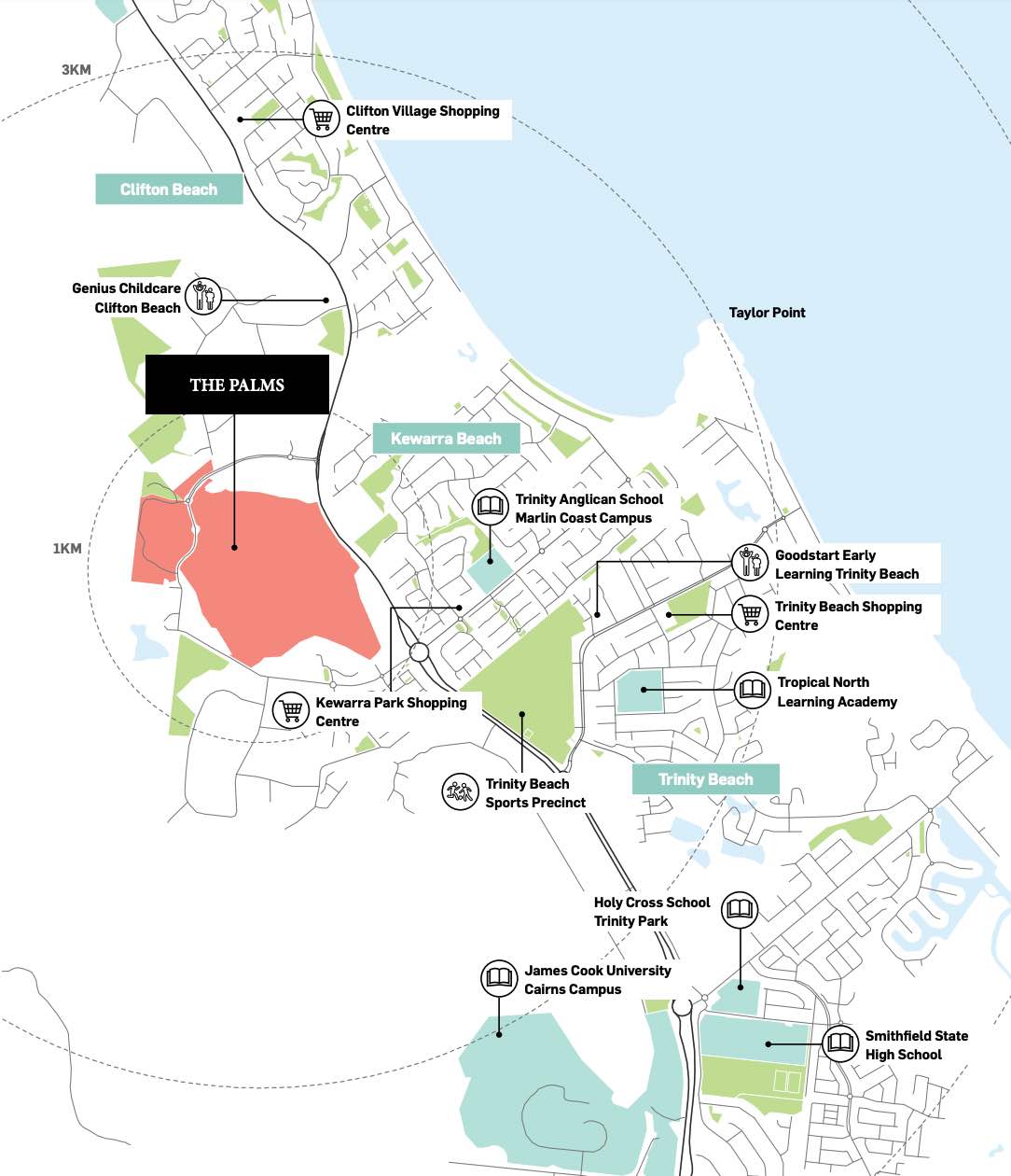 The Palms Estate - Kewarra Beach Location map