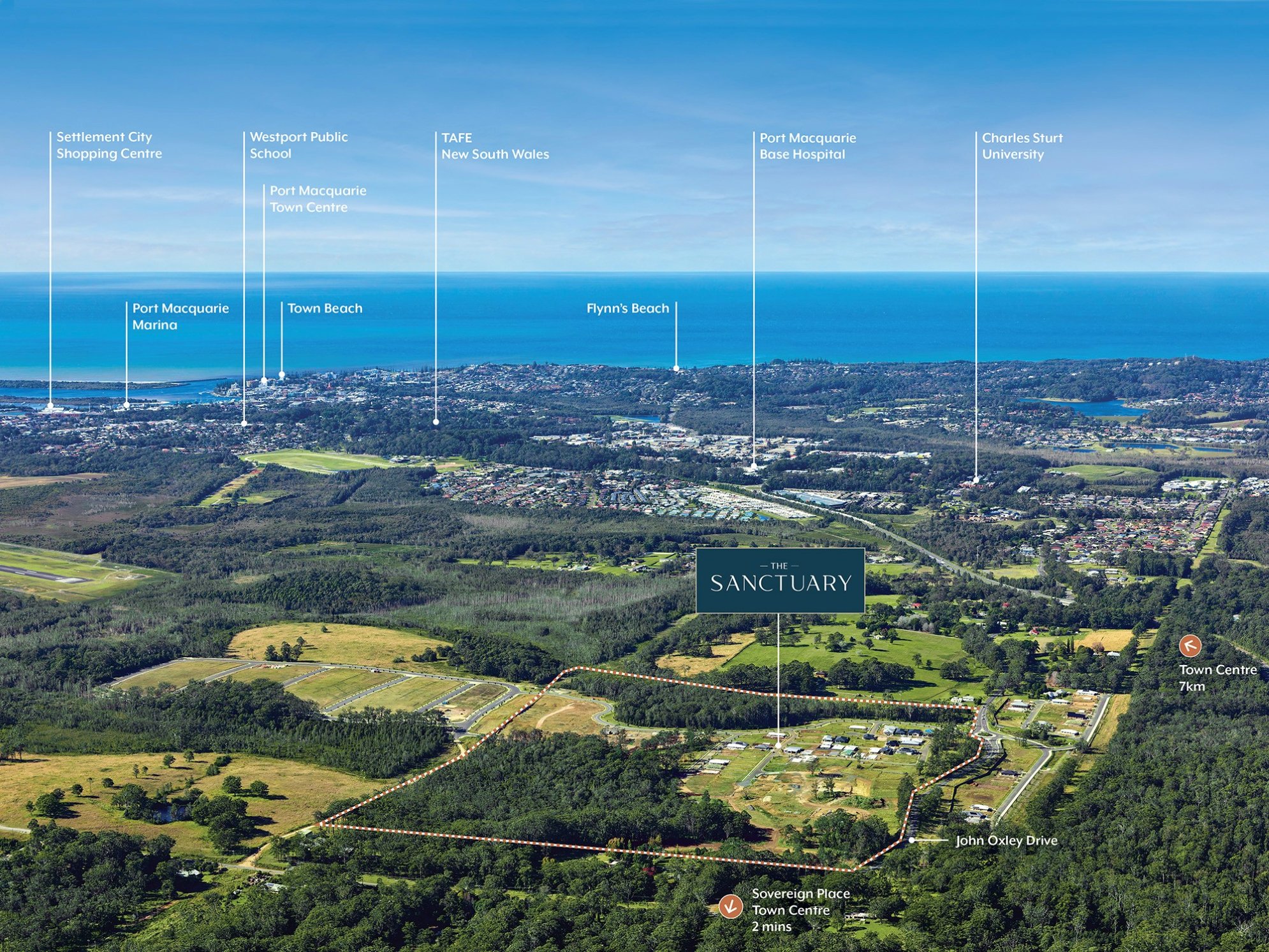 The Sanctuary Port Macquarie Estate - Thrumster Location Map
