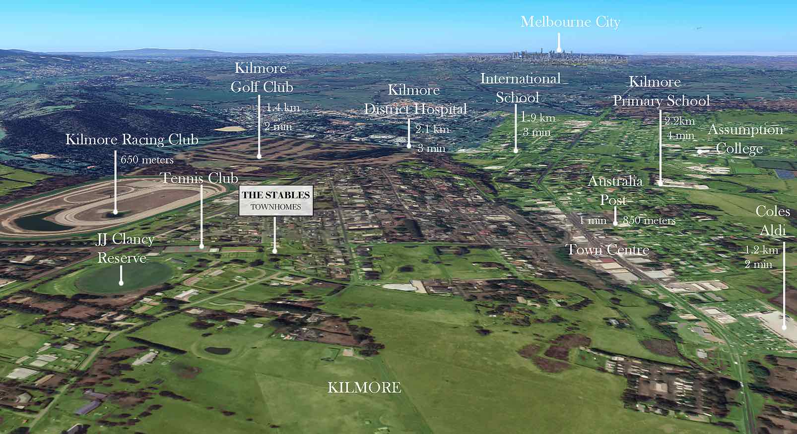 The Stables Townhomes - Kilmore Aerial