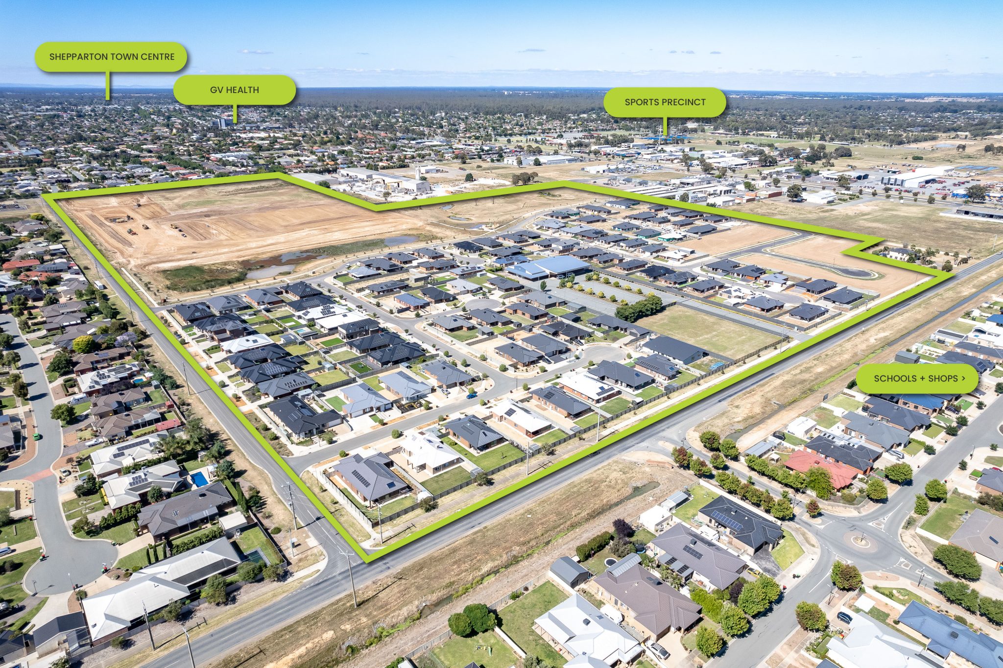 The Vines Estate - Shepparton Aerial