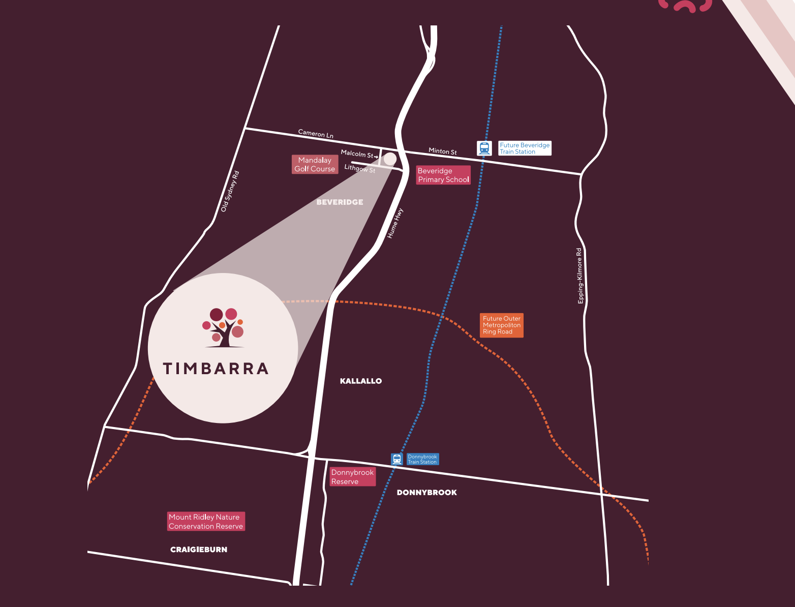 Timbarra Estate - Beveridge Location Map