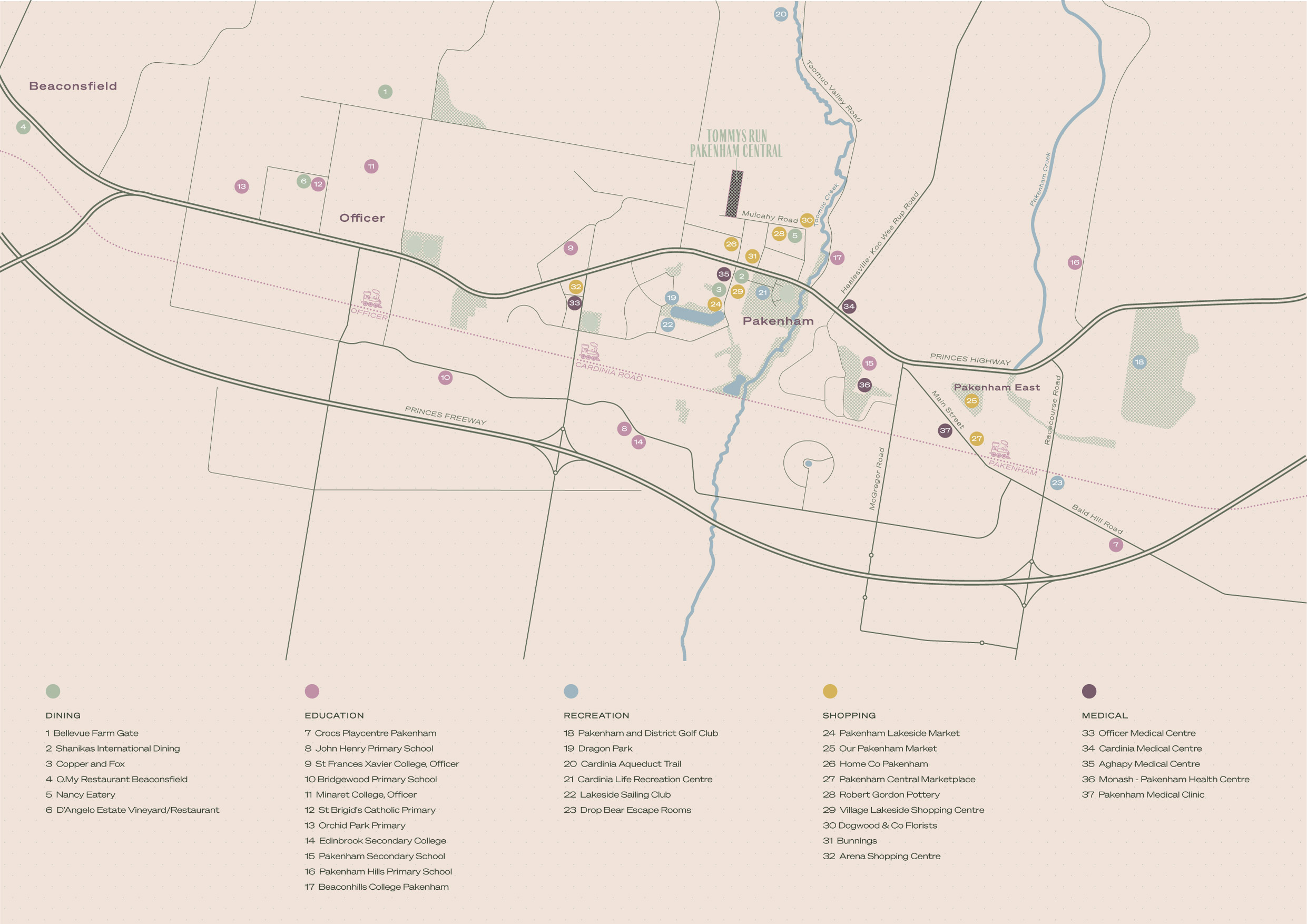 Tommys Run Estate - Pakenham Location Map