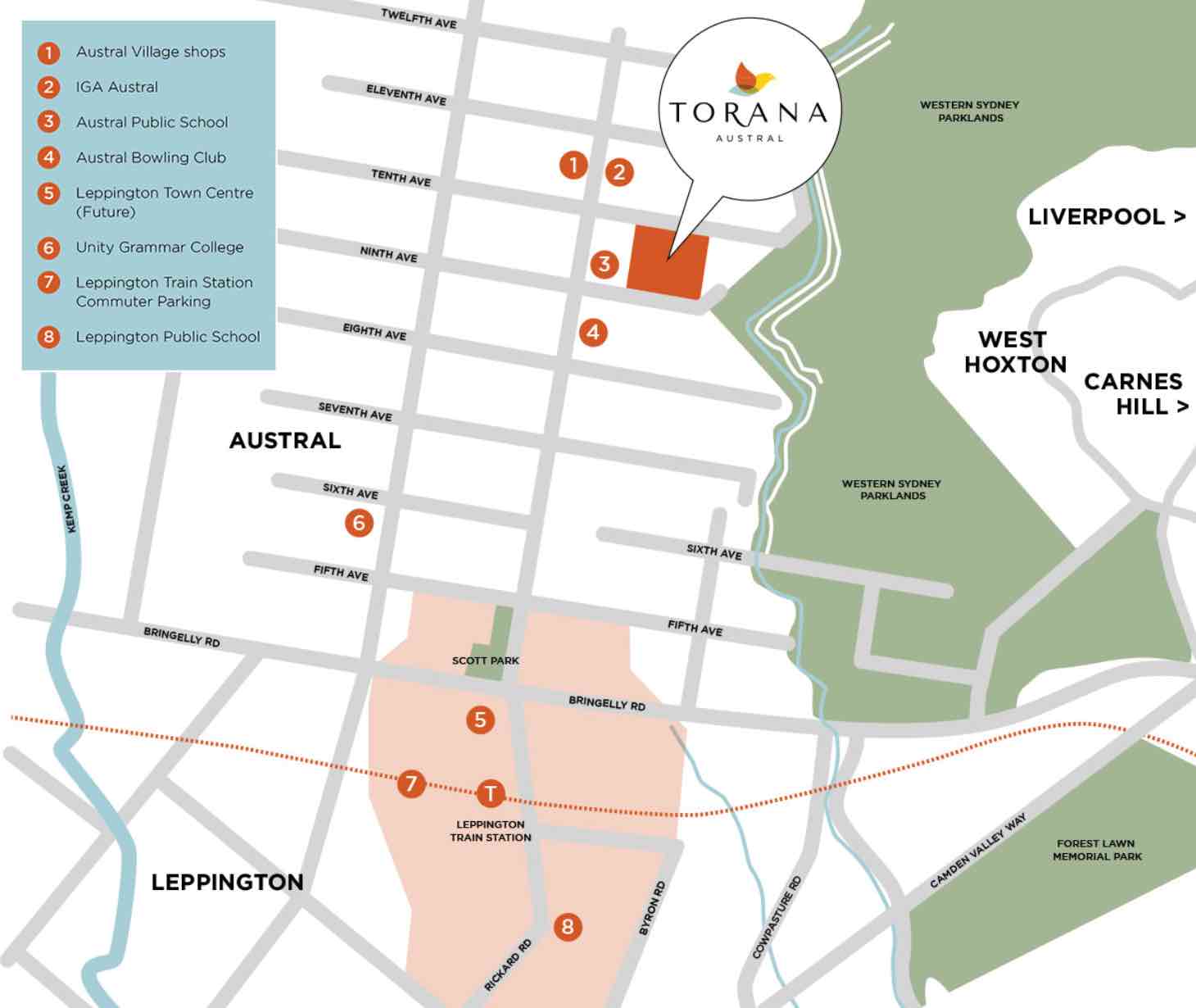 Torana Estate - Austral Location map
