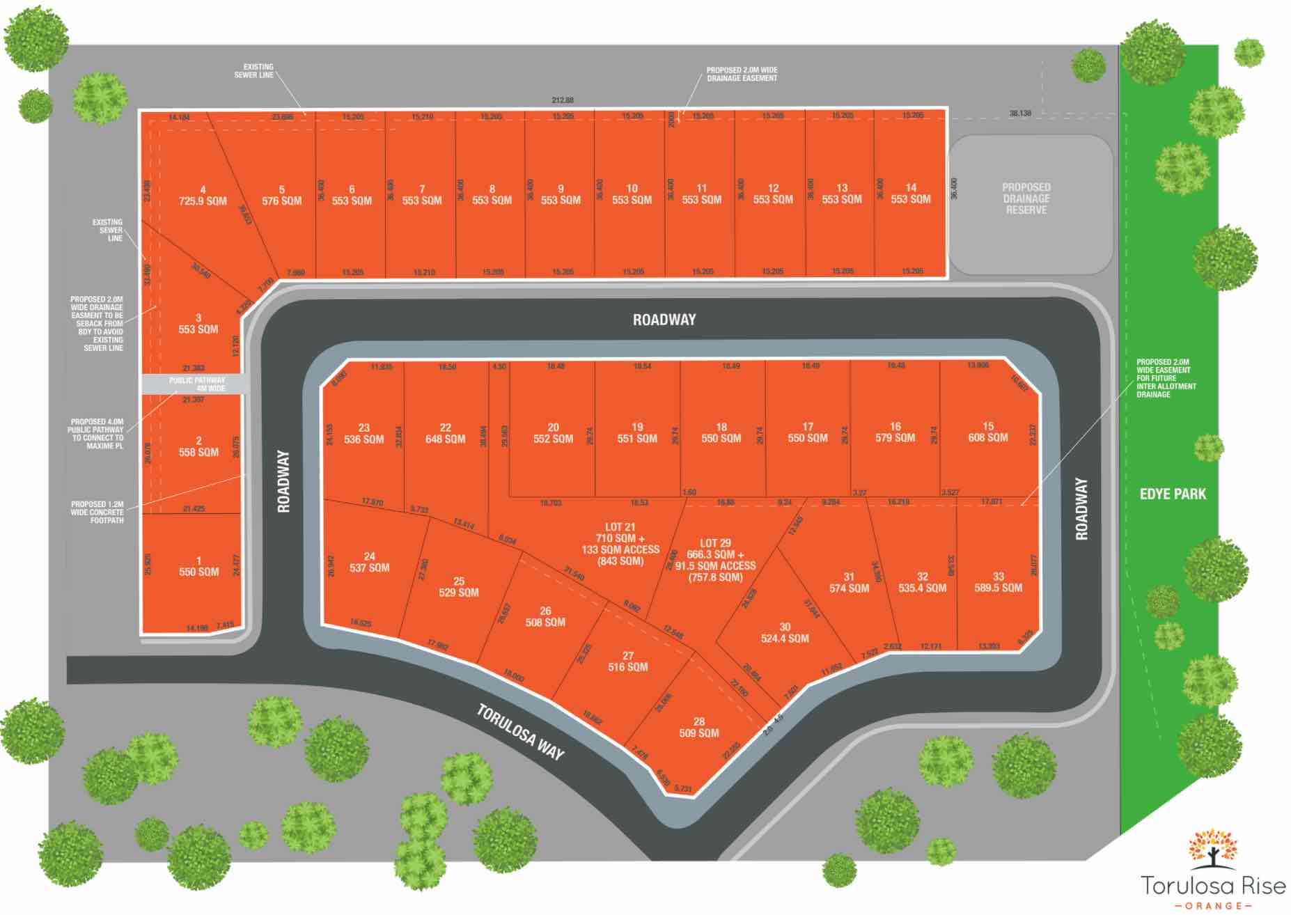 Torulosa Rise Estate - Orange Masterplan