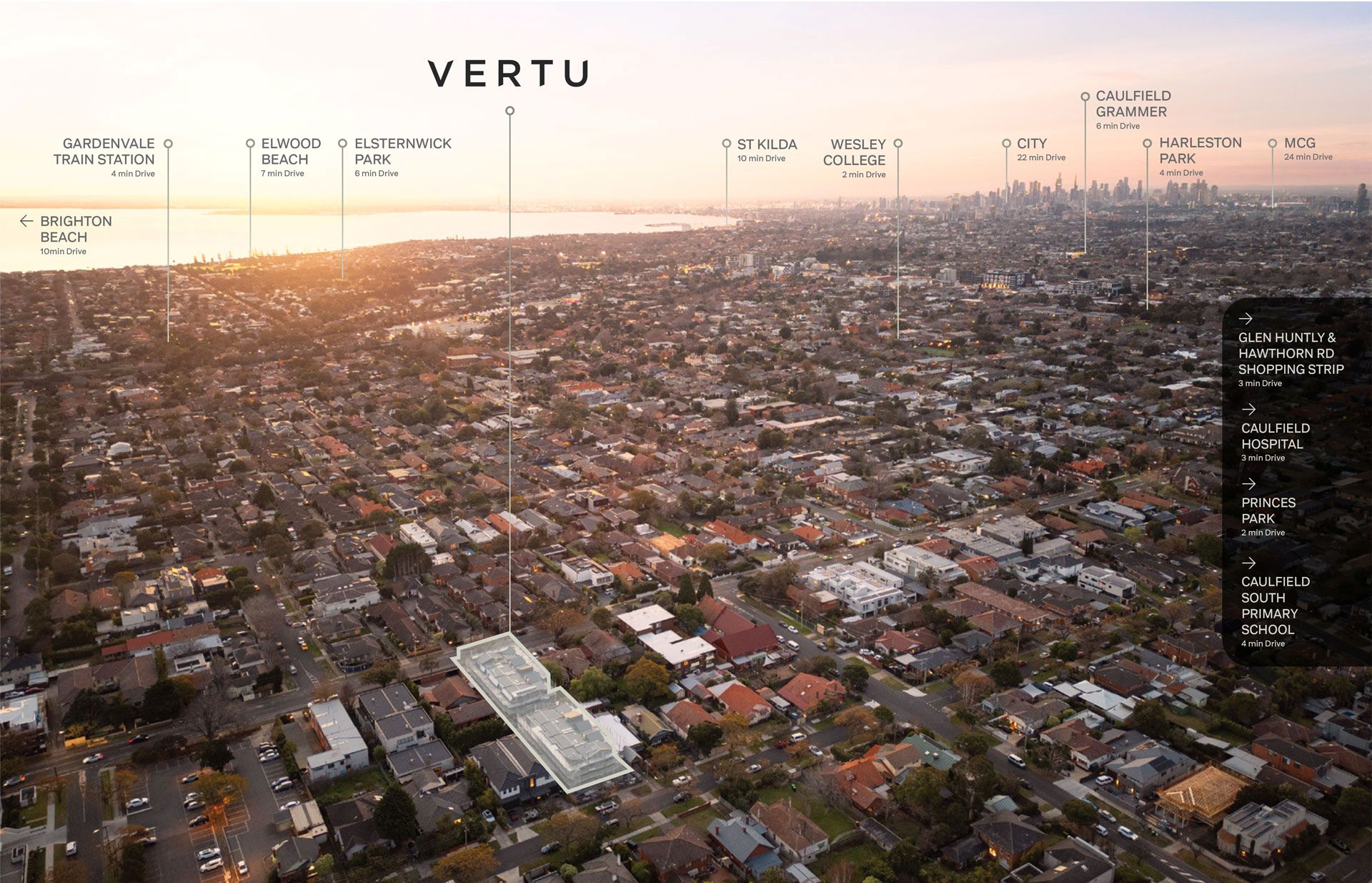 Vertu Townhomes - Caulfield South Aerial