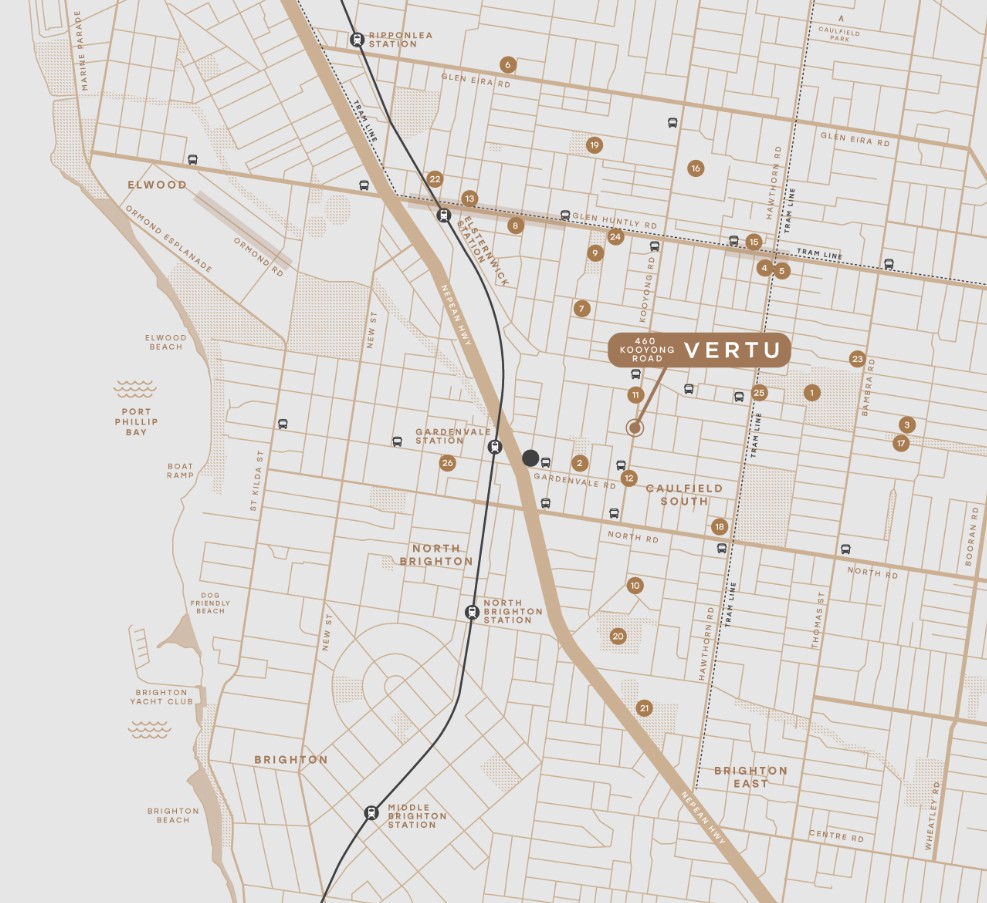 Vertu Townhomes - Caulfield South Location Map