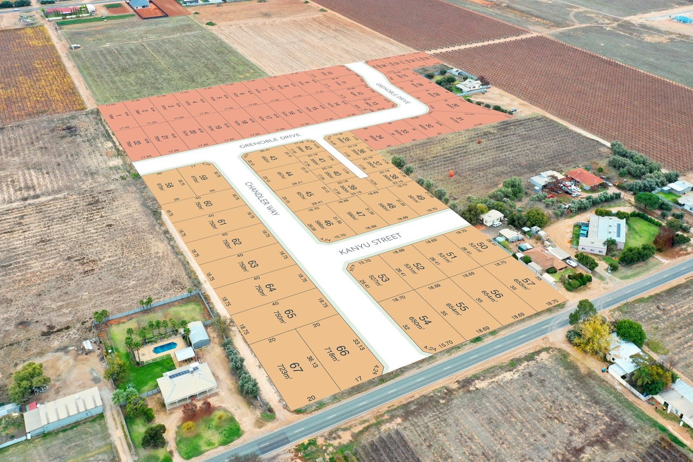 Walnut Grove Estate - Mildura Aerial
