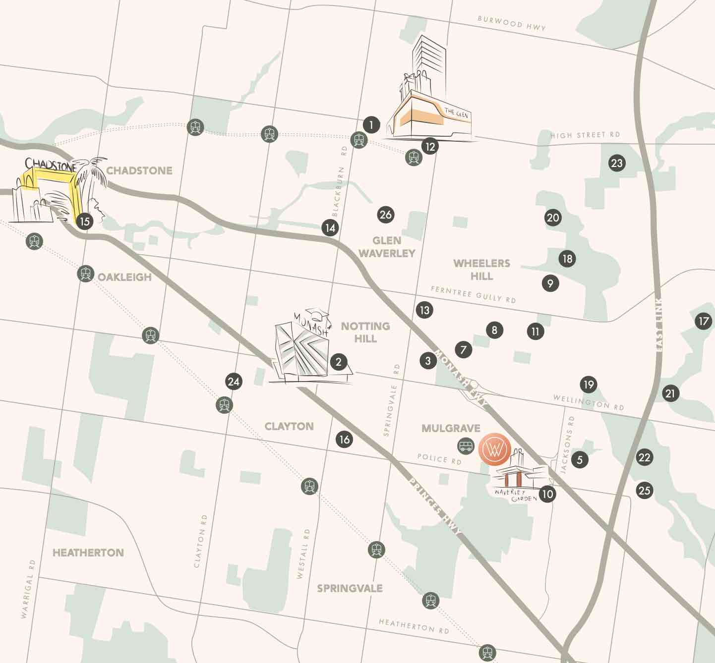 Waverley Village Estate - Mulgrave Location map