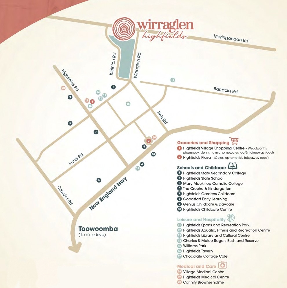 Wirraglen Estate - Highfields Location Map