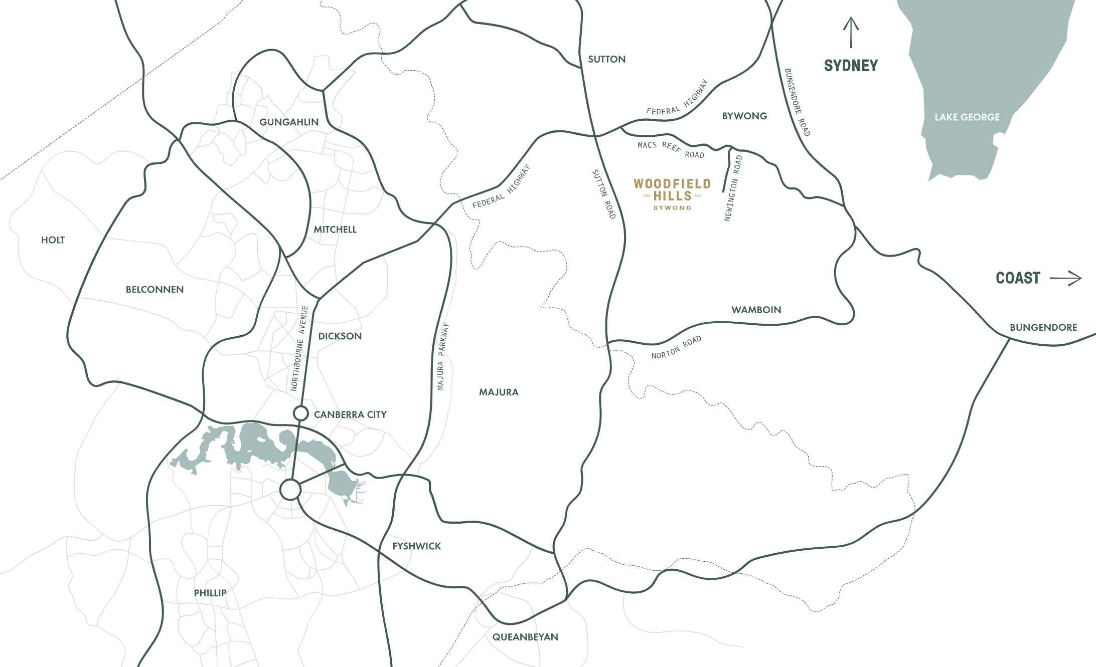 Woodfield Hills Estate - Bywong Location map