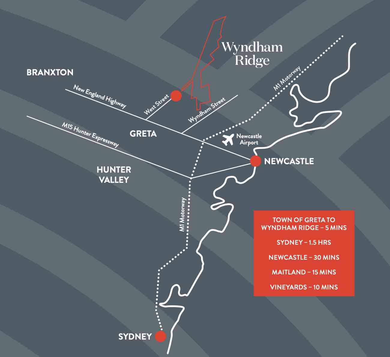 Wyndham Ridge Estate - Greta Location map