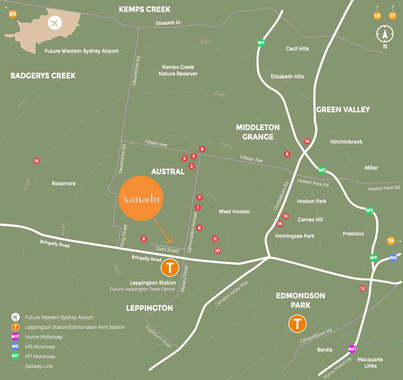 Xanadu Estate - Austral Location map
