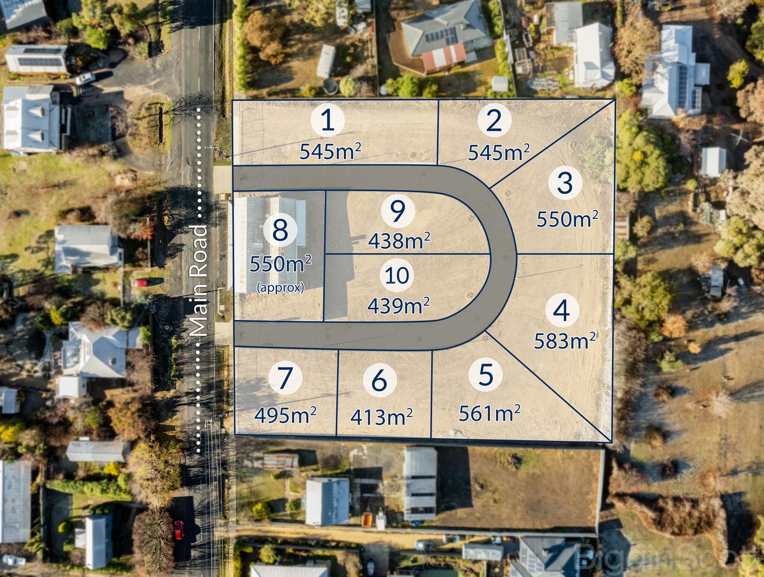 Bing's Crescent Estate - Hepburn Aerial