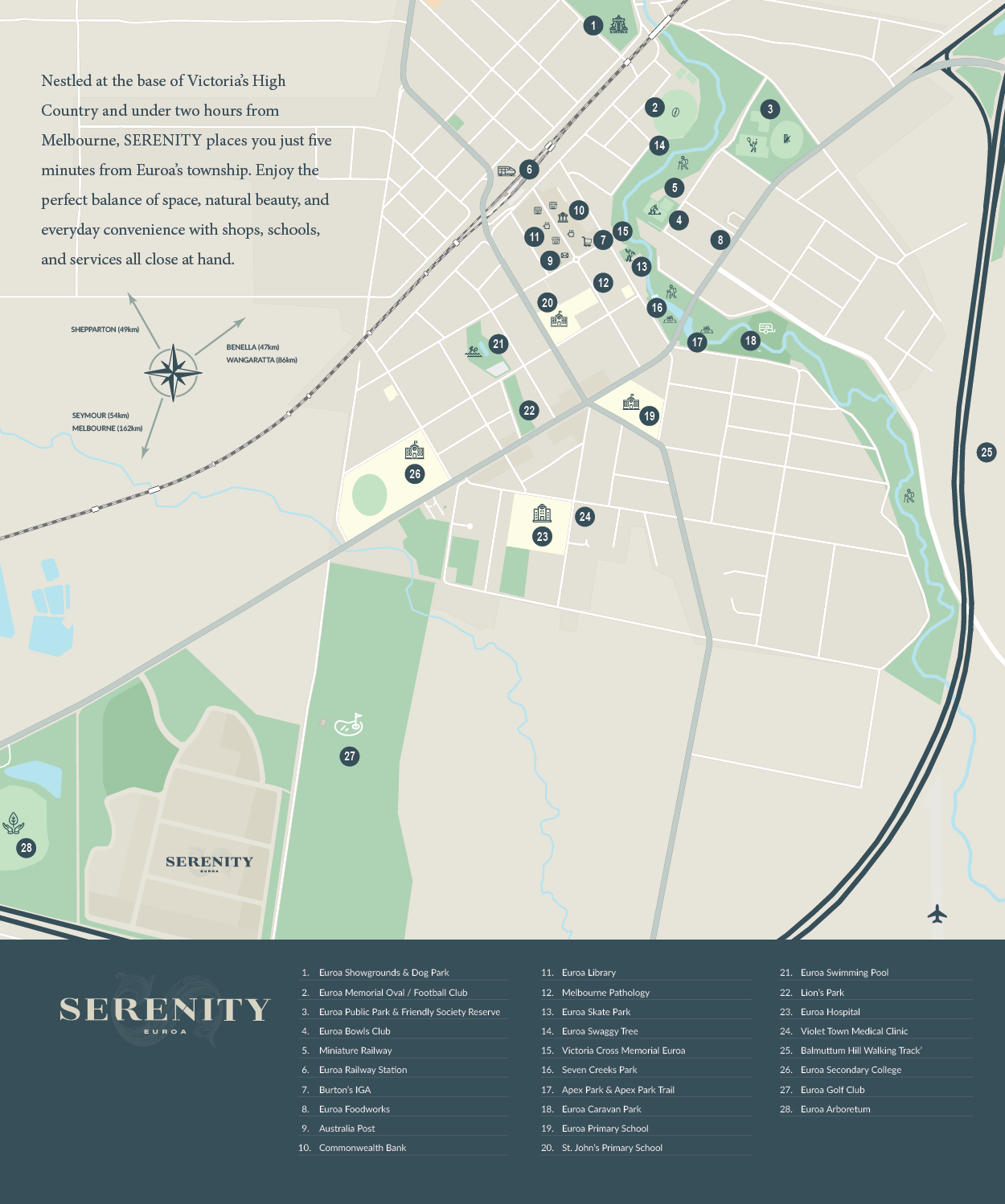 Serenity Estate - Euroa Location Map