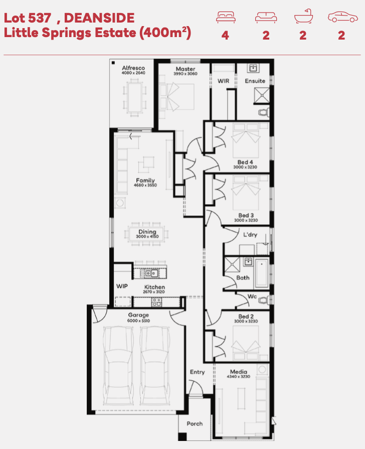 Little Springs Estate - Deanside - Lot 537 Floorplan