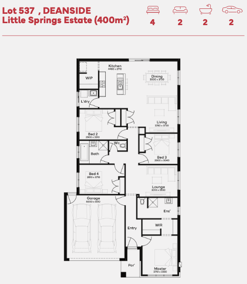 Little Springs Estate - Deanside - Lot 537 Floorplan