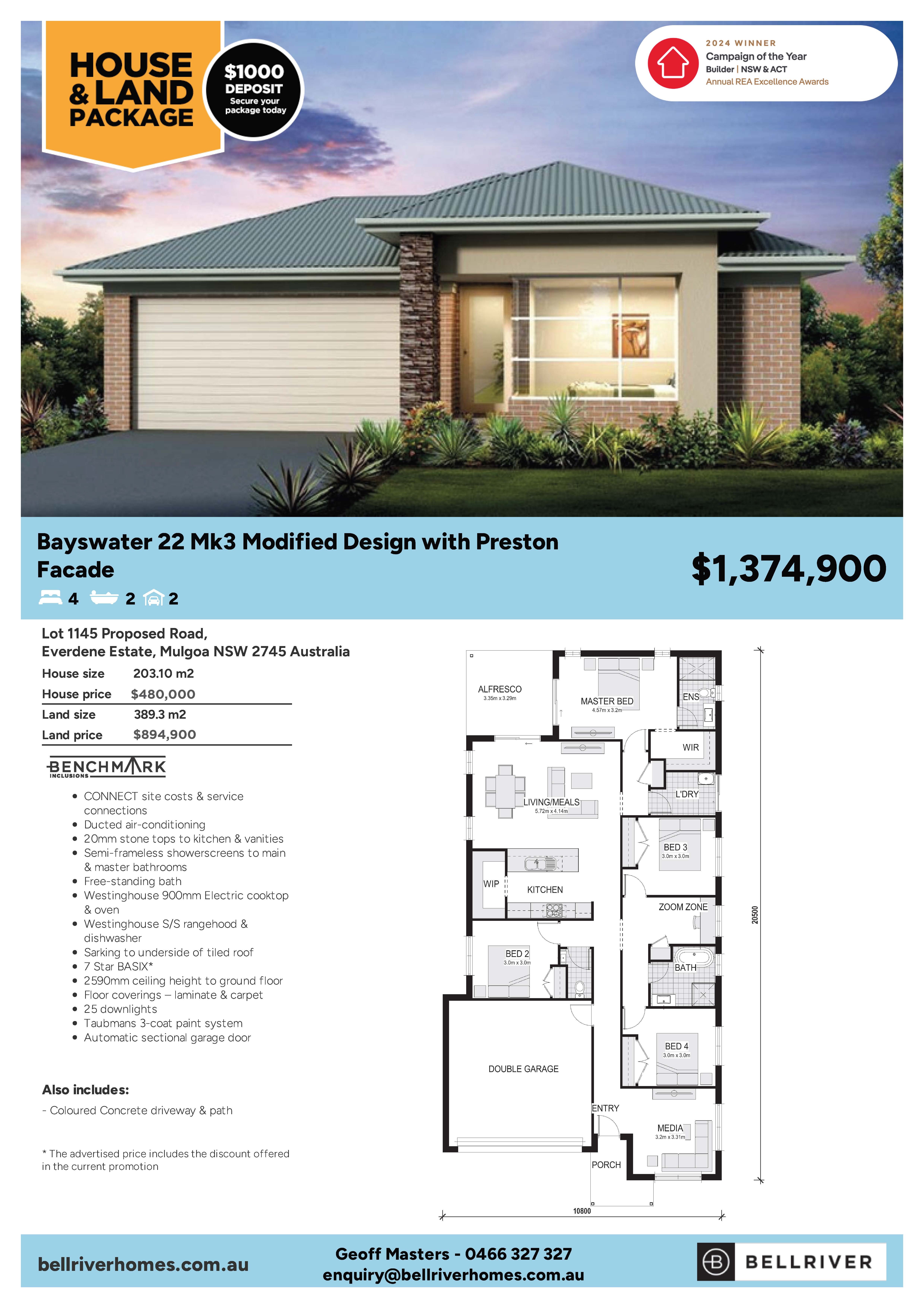 Lot 1145 Proposed Road, Everdene Estate by Bellriver Homes Floorplan