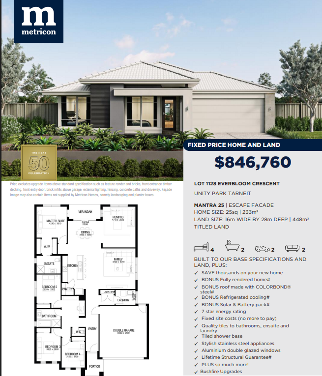 Unity Park Estate - Tarneit - Lot 1128