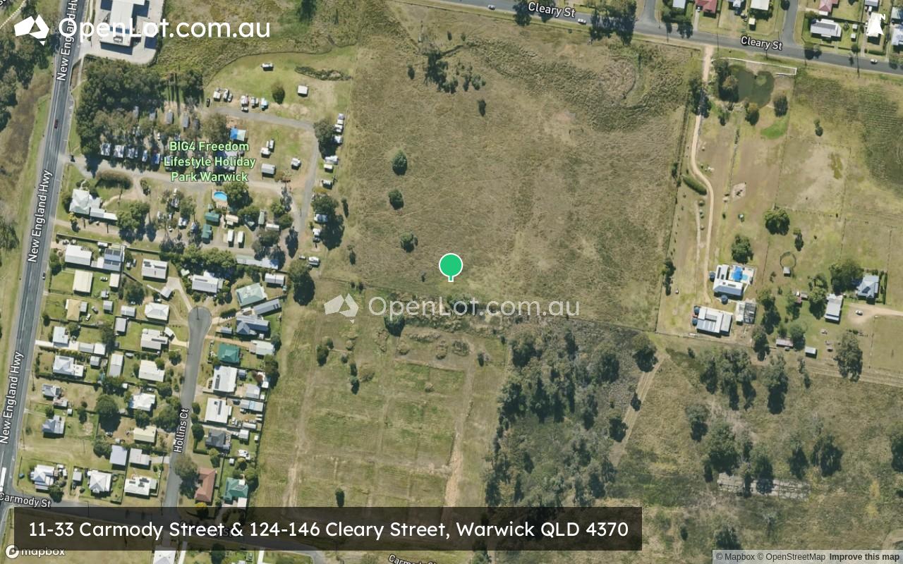 Satellite image for 11-33 Carmody Street & 124-146 Cleary Street, Warwick QLD 4370