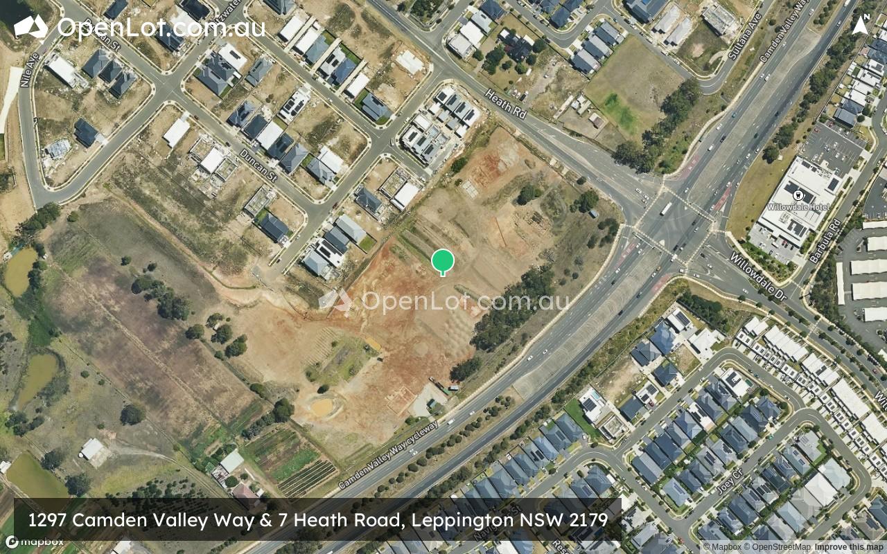Satellite image for 1297 Camden Valley Way & 7 Heath Road, Leppington NSW 2179
