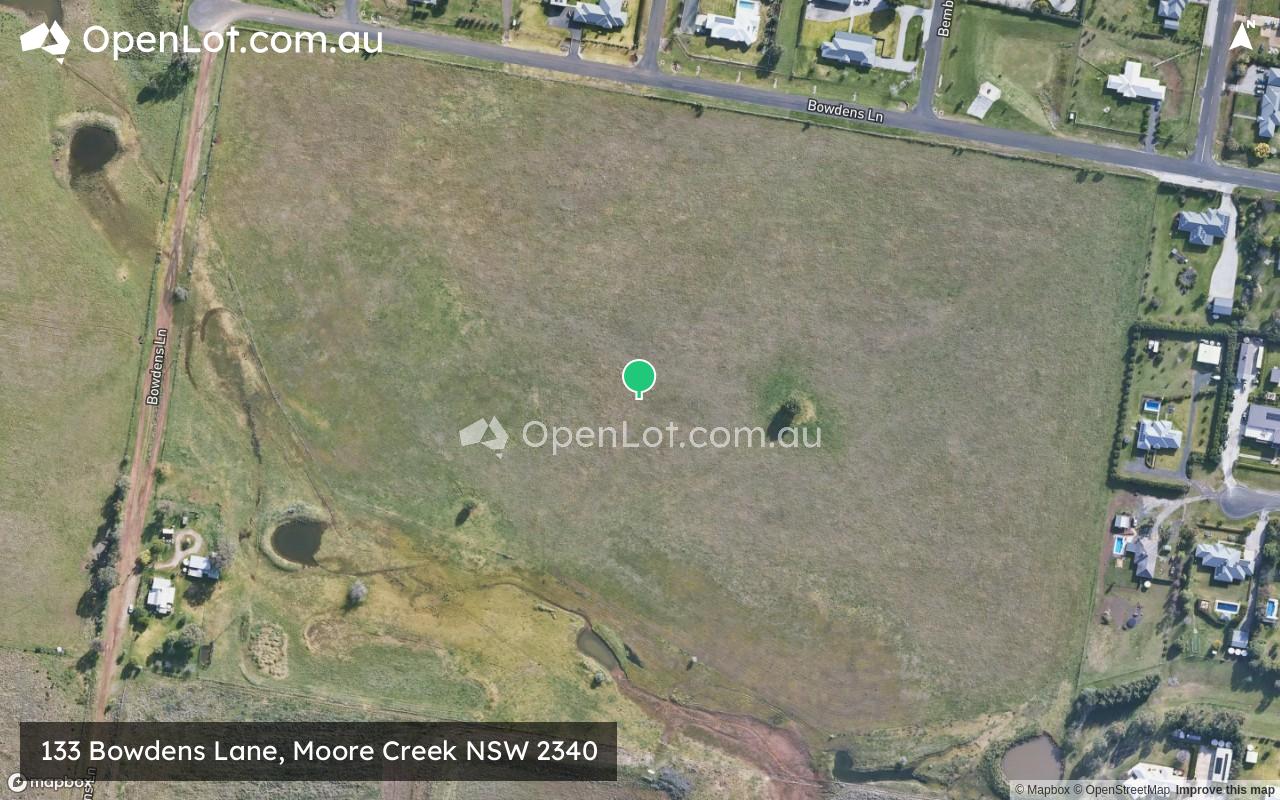 Satellite image for 133 Bowdens Lane, Moore Creek NSW 2340