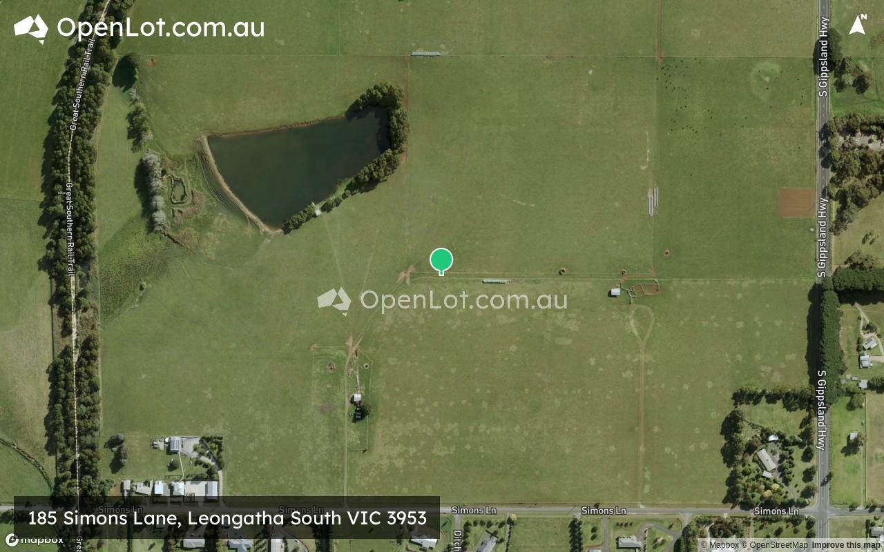 Satellite image for 185 Simons Lane, Leongatha South VIC 3953