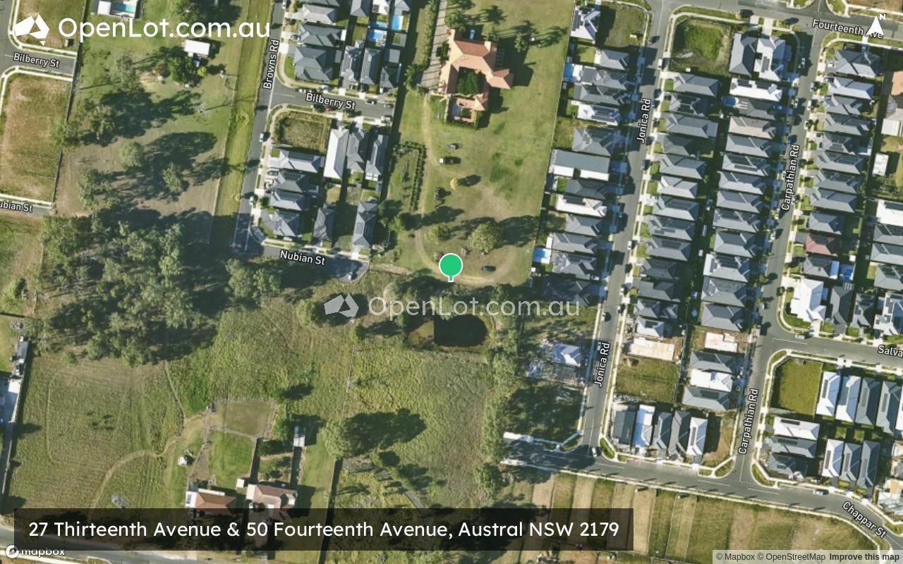 Satellite image for 27 Thirteenth Avenue & 50 Fourteenth Avenue, Austral NSW 2179