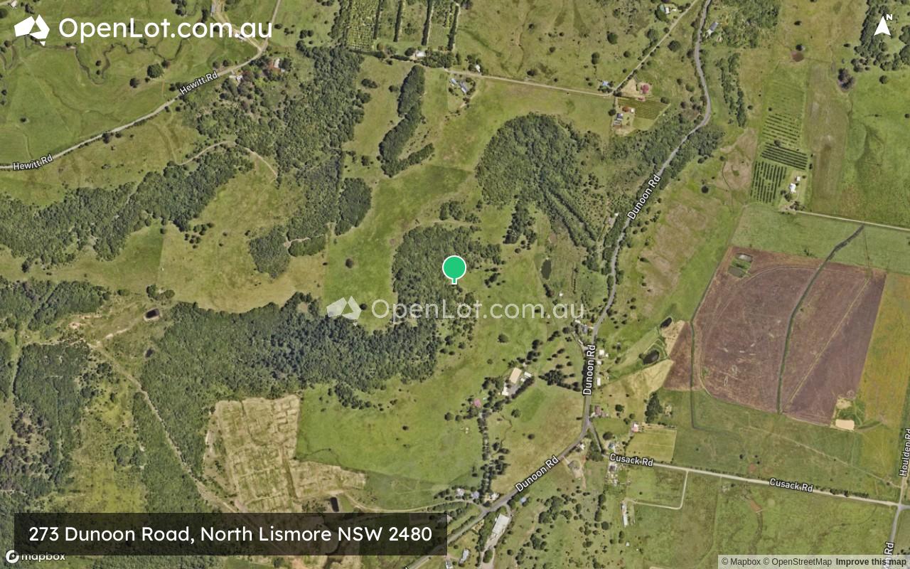 Satellite image for 273 Dunoon Road, North Lismore NSW 2480
