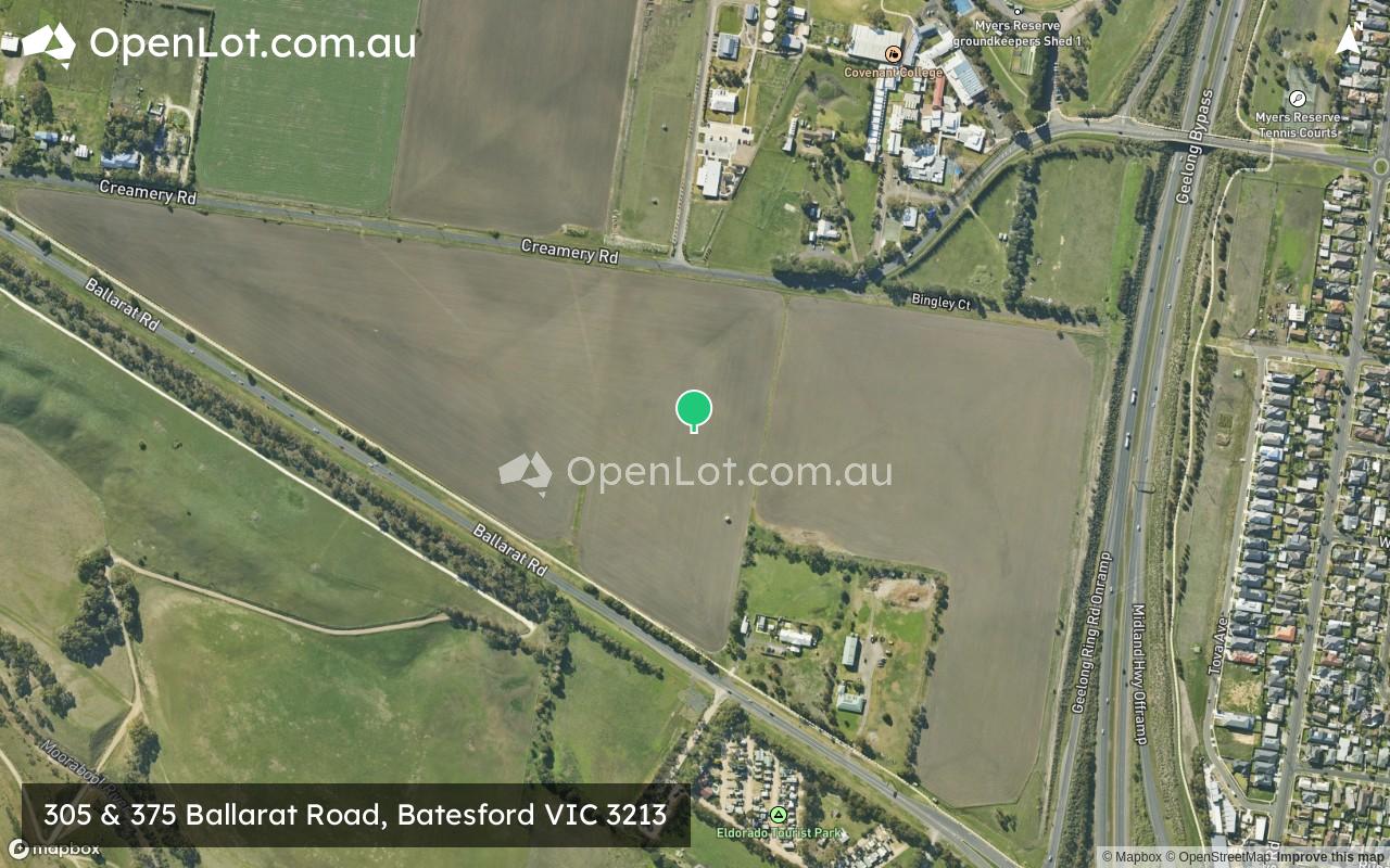 Satellite image for 305 & 375 Ballarat Road, Batesford VIC 3213