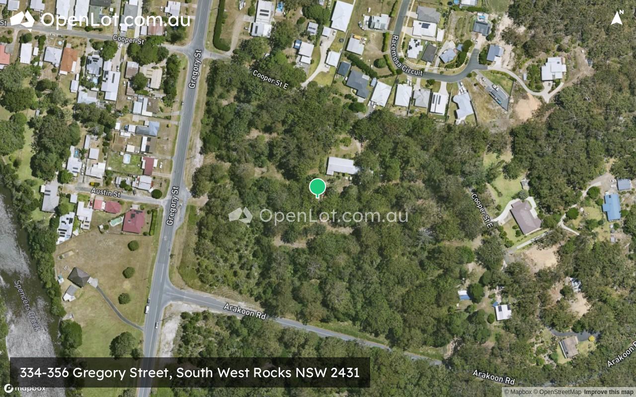 Satellite image for Maxus Gardens Estate - 334-356 Gregory Street, South West Rocks NSW 2431
