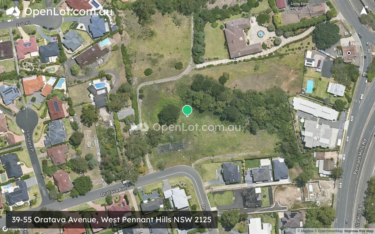 Satellite image for 39-55 Oratava Avenue, West Pennant Hills NSW 2125
