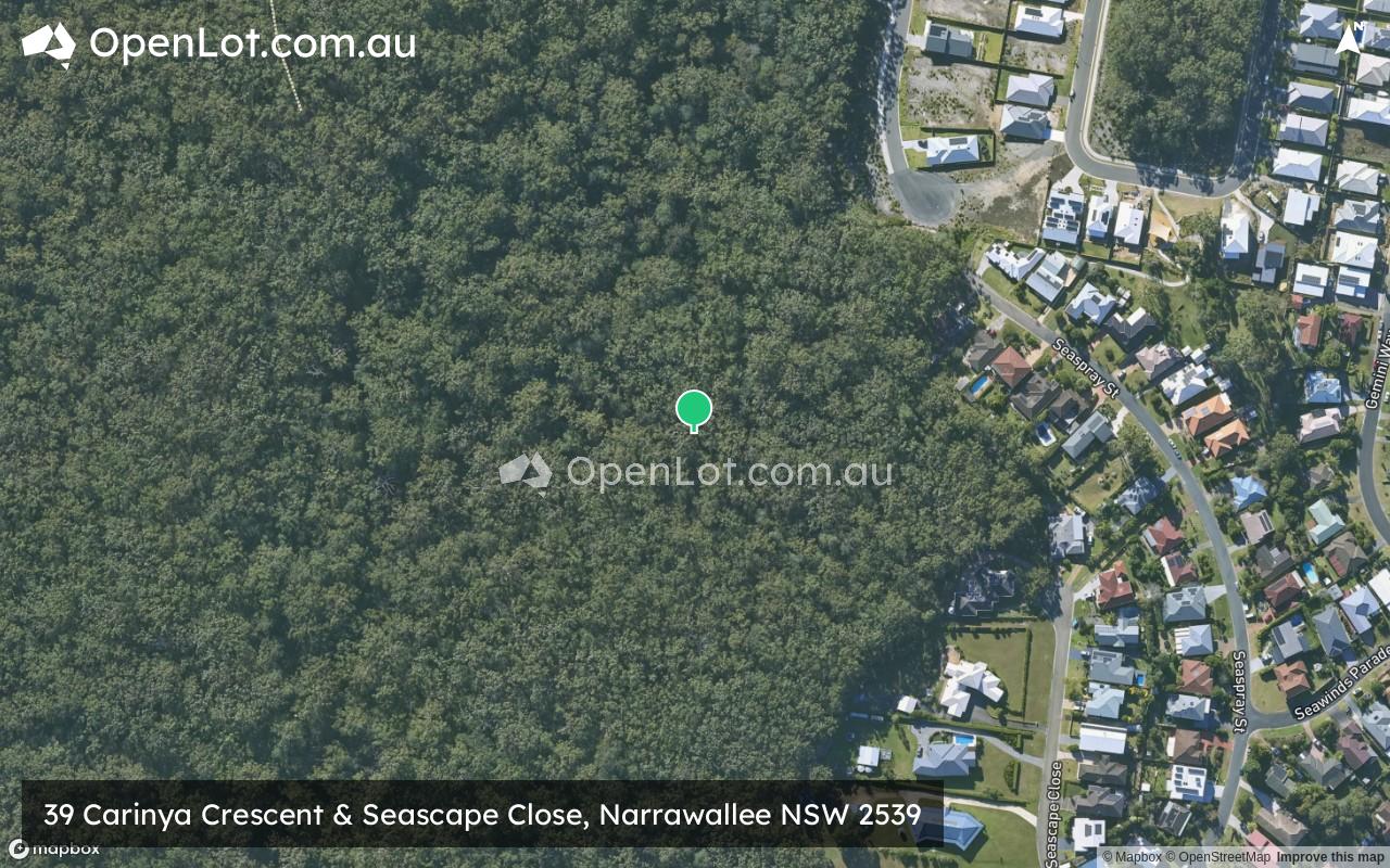 Satellite image for 39 Carinya Crescent & Seascape Close, Narrawallee NSW 2539