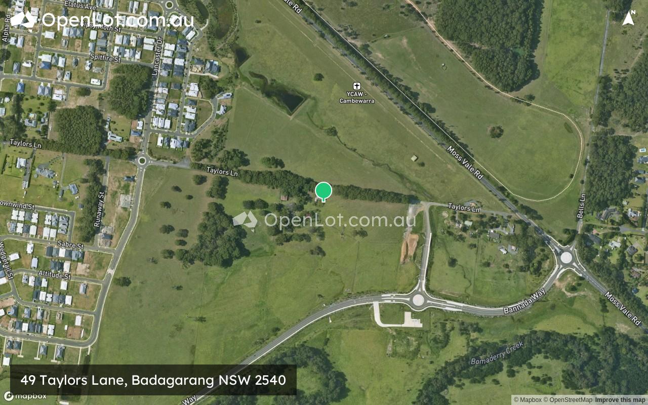 Satellite image for 49 Taylors Lane, Badagarang NSW 2540