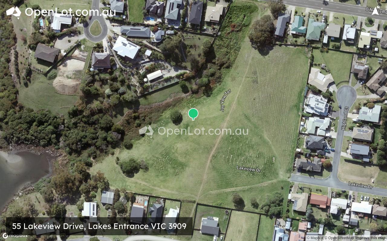 Satellite image for 55 Lakeview Drive, Lakes Entrance VIC 3909
