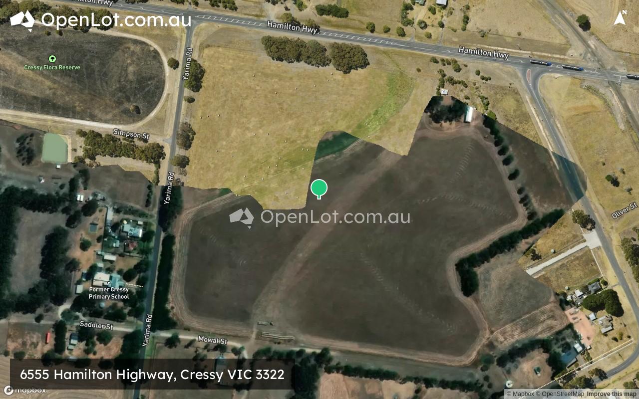 Satellite image for 6555 Hamilton Highway, Cressy VIC 3322