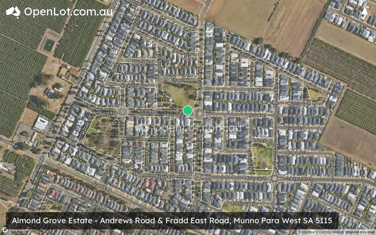 Satellite image for Almond Grove Estate - Andrews Road & Fradd East Road, Munno Para West SA 5115
