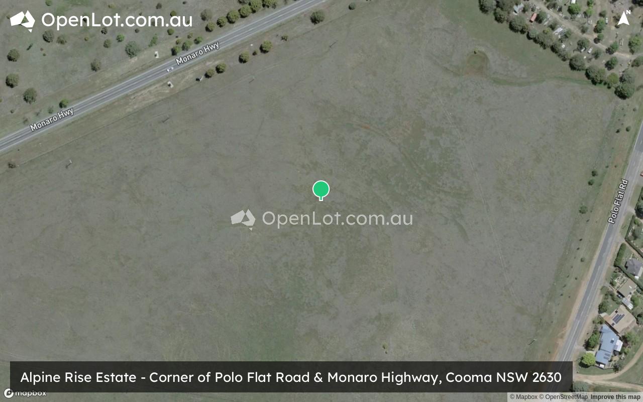 Satellite image for Alpine Rise Estate - Corner of Polo Flat Road & Monaro Highway, Cooma NSW 2630