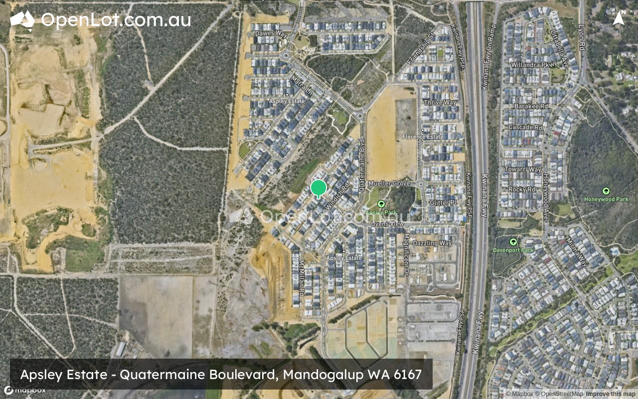 Satellite image for Apsley Estate - Quatermaine Boulevard, Mandogalup WA 6167