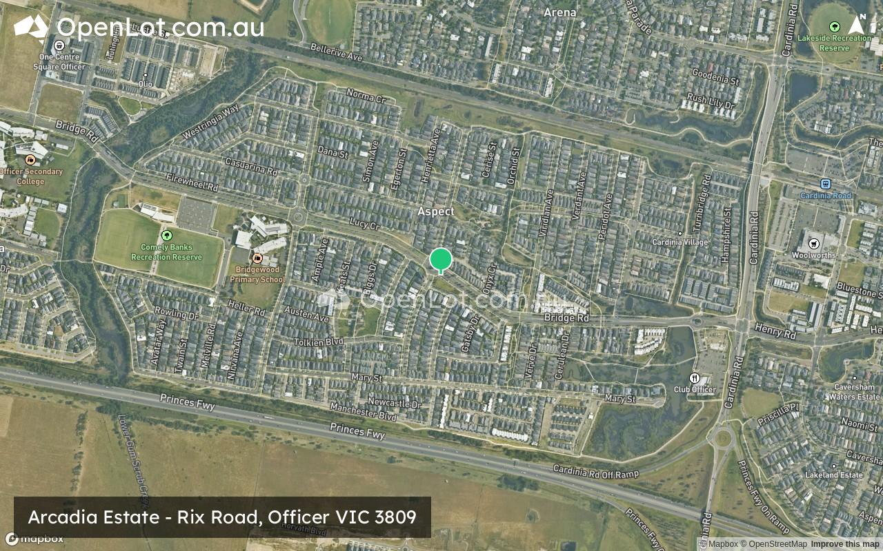 Satellite image for Arcadia Estate - Rix Road, Officer VIC 3809