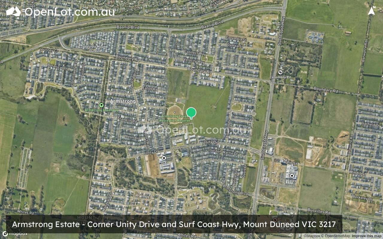 Satellite image for Armstrong Estate - Corner Unity Drive and Surf Coast Hwy, Mount Duneed VIC 3217