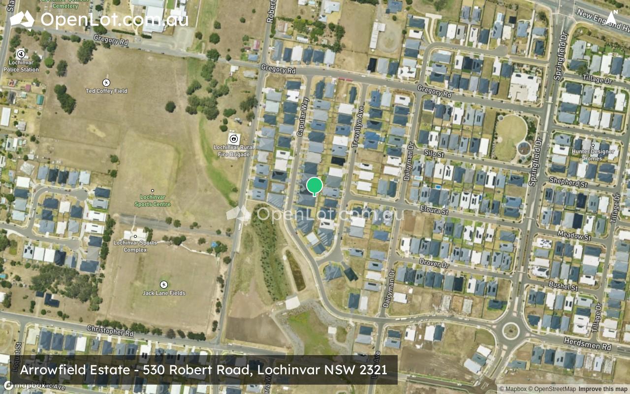 Satellite image for Arrowfield Estate - 530 Robert Road, Lochinvar NSW 2321