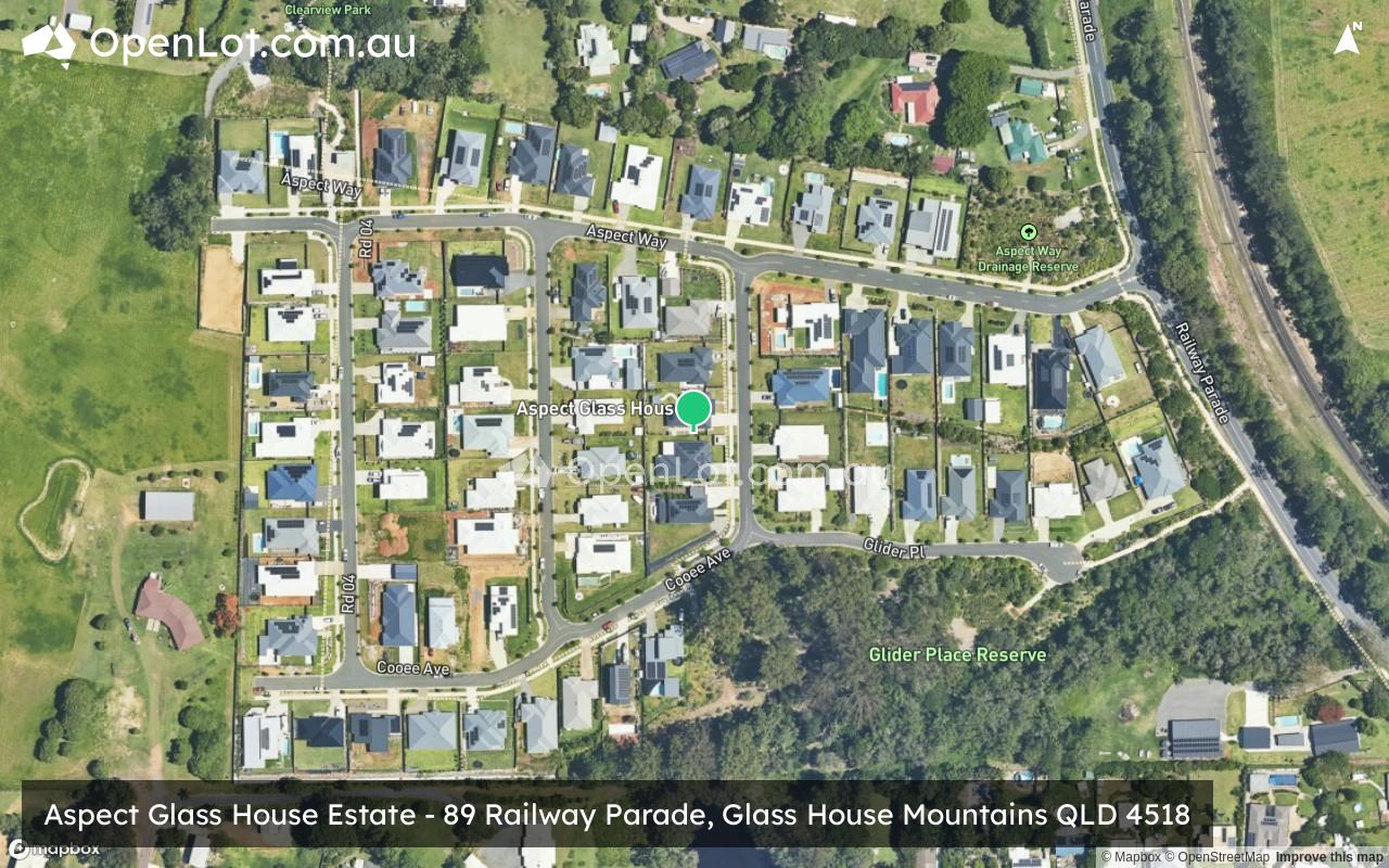 Satellite image for Aspect Glass House Estate - 89 Railway Parade, Glass House Mountains QLD 4518