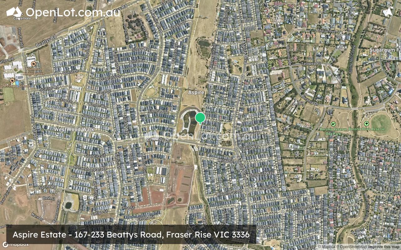 Satellite image for Aspire Estate - 167-233 Beattys Road, Fraser Rise VIC 3336